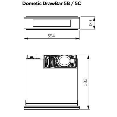 Drawbar-Drawer wine cellar-new Built in-DrawBar5B-5 bottles-black glass front Cod.9600049435 Dometic         DRAWBAR5B - Incasso